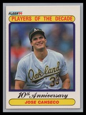 1990 Fleer Baseball #629 Jose Canseco PLAYERS OF THE DECADE Oakland Athletics