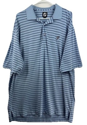 FJ FootJoy Greenbrier Country Club WV Blue Striped Men s XL Dry Fit SS Golf Polo