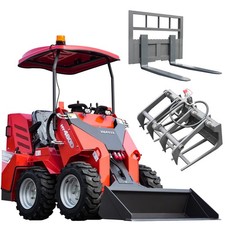 HY480D+Forks +Grapple Wheeled Mini Skid Steer Loader 23HP EPA Engine 3-pump