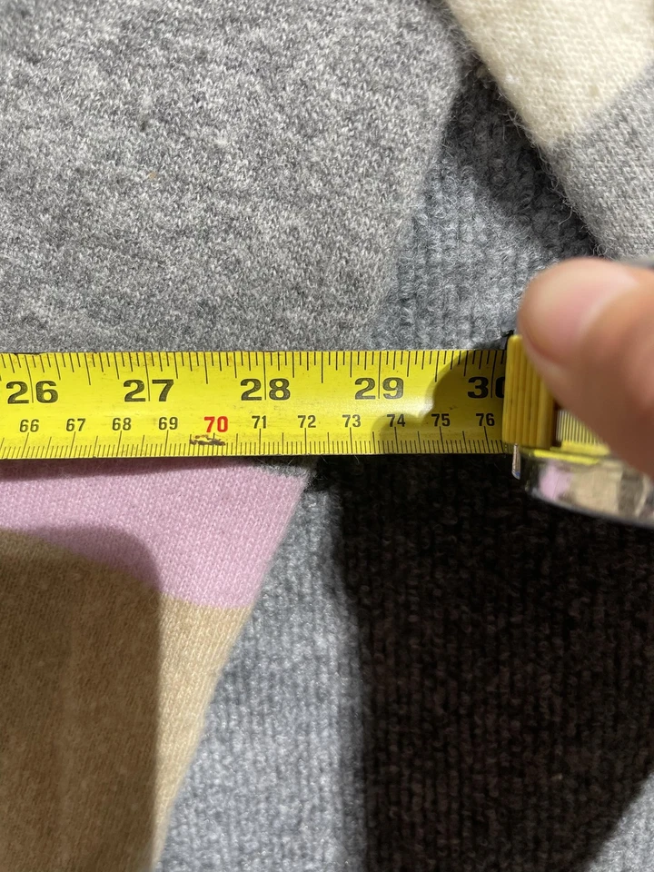 Свитер женский Tsumori Chisato большой серый бежевый розовая полоса шерсть ангора вязаный - Изображение 3 из 4