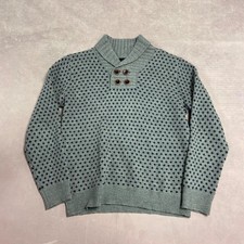 Vintage Knitted Jumper Patterned 1/4 Button Knit Sweater Women's M (12-14)