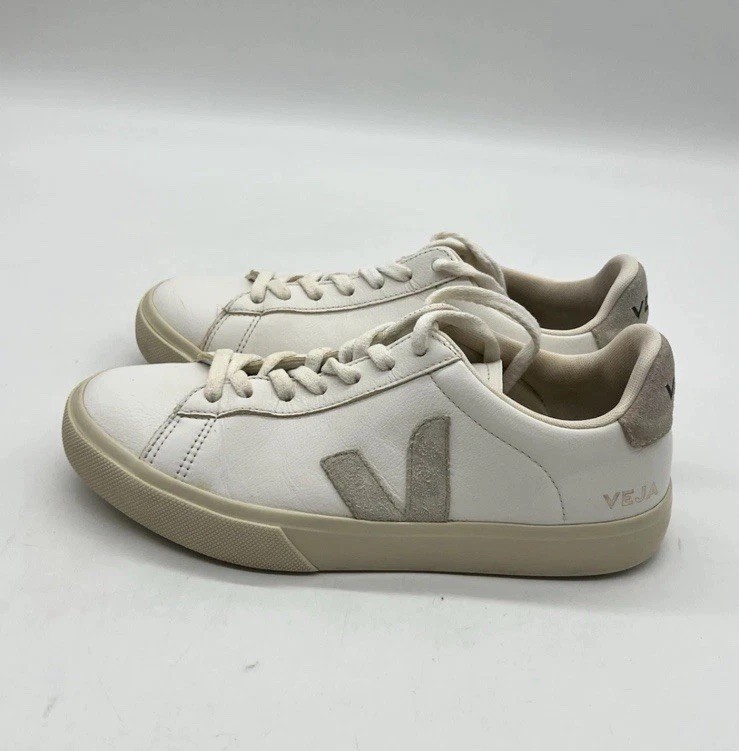 Veja Campo Women’s Sz 8 White Natural Leather Casual Lace Up Sneakers Shoes. image 2