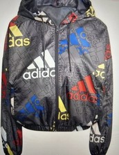 adidas Essentials Multicoloured Logo Windbreaker Jacket Size XS UK 6 