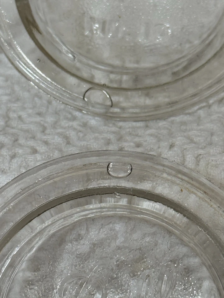 Juego de 8 tapas de vidrio transparente vintage tarro enlatado bola #10 tapa antigua redonda 2,5" Foto 4 de 4