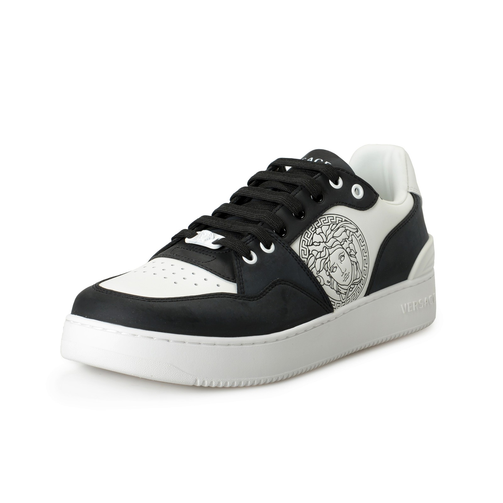 Мужские кроссовки Versace из черно-белой кожи с логотипом Медуза от Versace, размер US 8-41