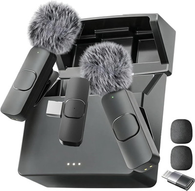 (Latest Model - Wireless Mini Microphone for Iphone, Ipad, Android - 2 Pack Lava