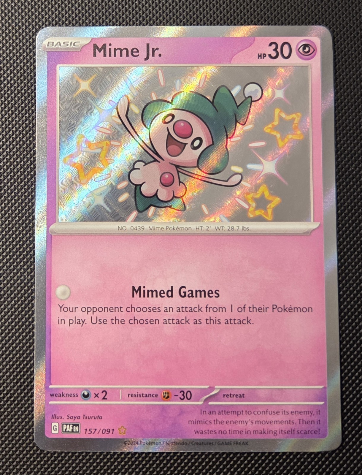 Mime Jr. 157/091 SV: Paldean Fates Holo
