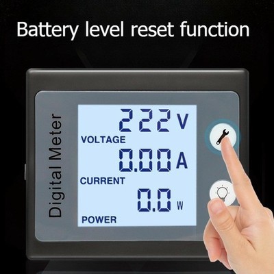 Digital AC Power Meter LCD Display Voltage Current Monitor Gauge for Home Use