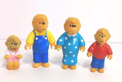 Vtg 1986 Berenstain Bears Family Figures Set of 4 Dad Mom Brother Sister Flocked - Image 1 of 4