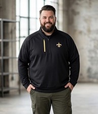 New Orleans Saints Antigua Mens 1/4 Zip Gen Pullover Jacket Black Gold 2XL