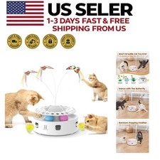3-in-1 Automatic Interactive Cat Toy with Butterfly, Feather  Track Balls