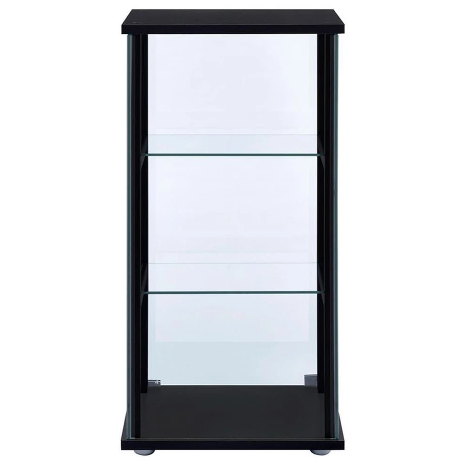 Gabinete de curiosidades de vidrio Coaster Cyclamen de 3 estantes negro y transparente Foto 4 de 4