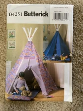 Butterick B4251 Childs Kids Play Tent Tepee & Mat Craft Sewing Pattern Uncut