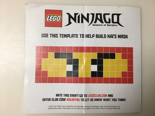 Lego Ninjago Ninja Mask Kit 2015 Toys R us Build Event Kai, Lloyd, Cole or Zane - Picture 4 of 18