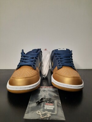 Supreme X Nike SB Dunk Low Jewel Swoosh Gold / Navy Size 10.5 Men