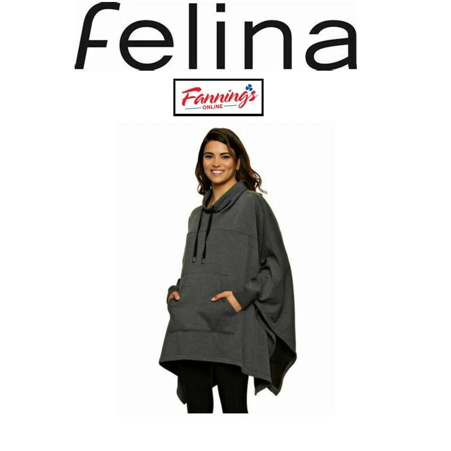 Felina Fleece Lined Sweatshirt Poncho One Size E41