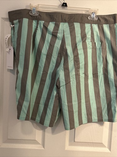 NWT! Modern Amusement Mens Shorts Size 38 Grey Green Striped Board Shorts - Picture 7 of 10