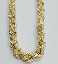 Real 10K Yellow Gold Thick Rope Chain Necklace 24" 10mm Men LOBSTER LOCK 