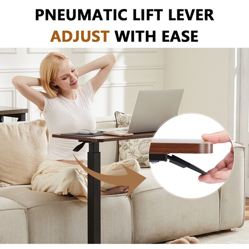 Overbed Mobile Standing Desk Table with Wheel, Adjustable Rolling Bedside Table - Picture 24 of 31