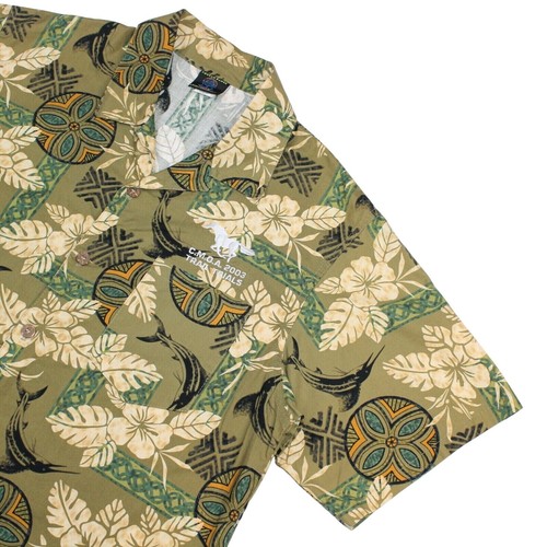 Toucan Dance Large Hibiscus Marlin Tapa Island Pattern Hawaiian Aloha Shirt Tiki - Picture 9 of 11