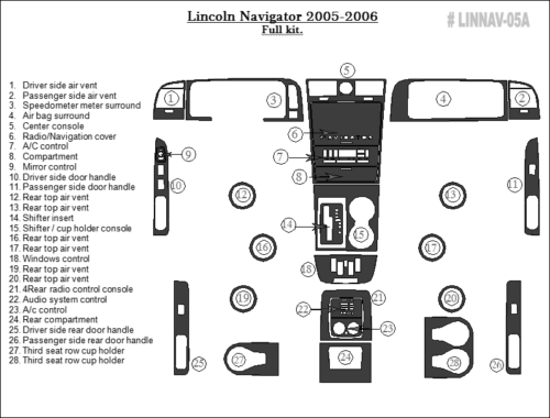 LINCOLN NAVIGATOR FIT 2005 2006 NEW INTERIOR SET BURL WOOD DASH TRIM KIT - Bild 2 von 9