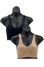 Rhonda Shear 2-pack Padded Shoulder Strap Seamless Bra Beige/Black