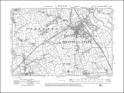 Old map of Poulton le Fylde, Lancashire in 1913: 51NW repro | eBay