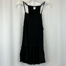 Old Navy Womens Slip Dress Black Mini Square Neck Spaghetti Strap Ruffle XS