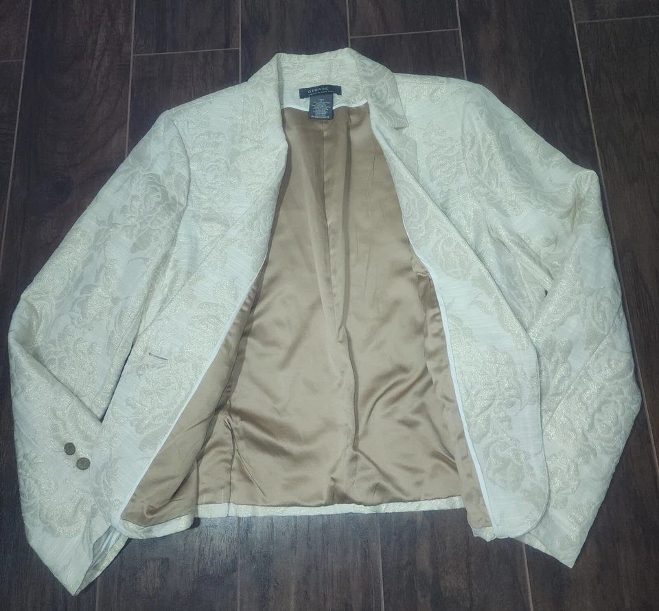 Blazer George Me Designs By Mark Eisen Mujer Talla 16 Floral Metálico/Crema Foto 4 de 4