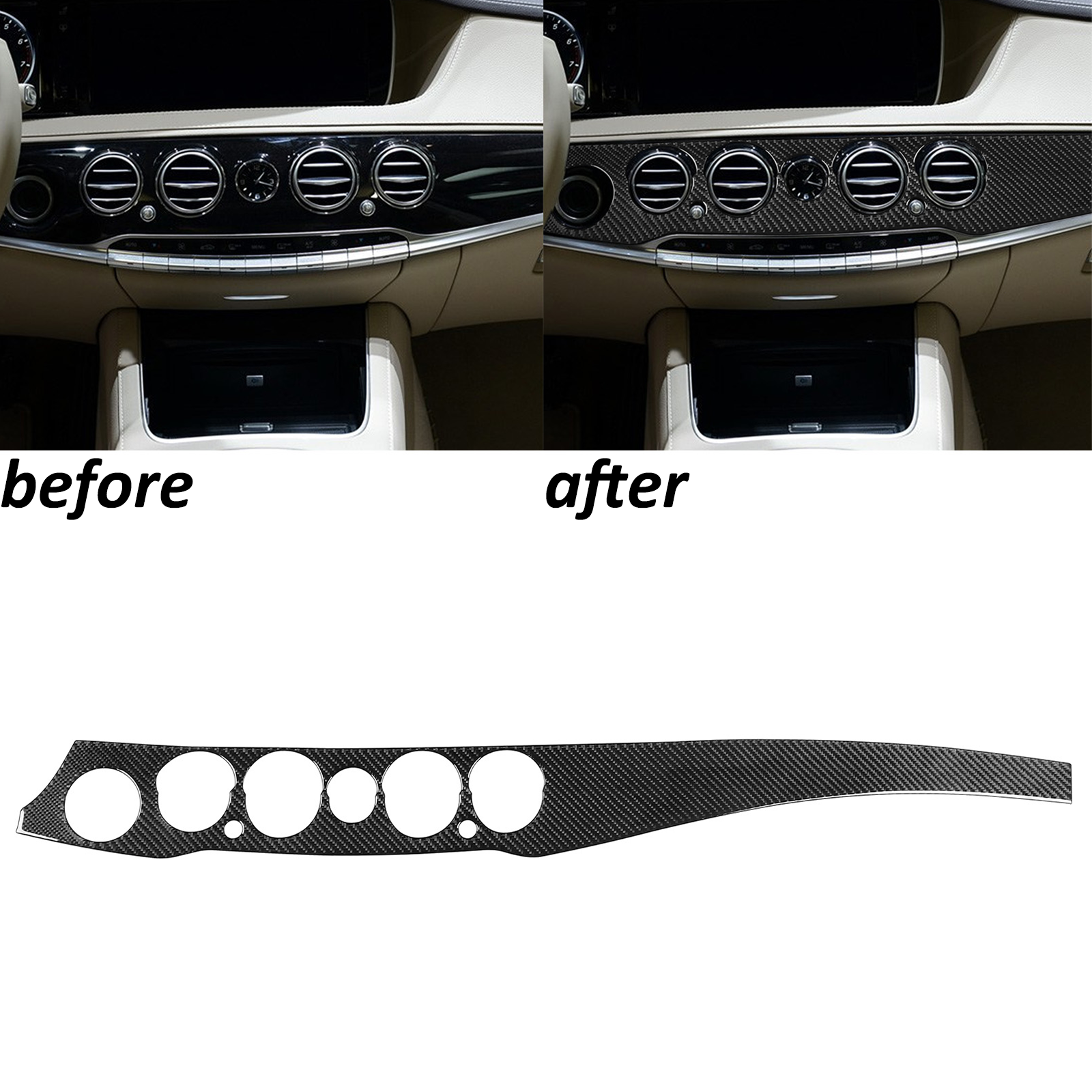 Real Carbon Fiber Console Dashboard Panel Cover Trim For Benz S-Class W222 13-20