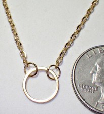 Trendy Gold Plated Dainty Infinity Circle In-Line Pendant Necklace 22"