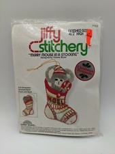 Jiffy Stitchery Embroidery Kit Merry Mouse IN A STOCKING Christmas Ornament 1978