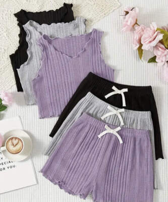 Girls 3-Piece Summer Vest and Shorts Leisure Set - Trendy and Comfortable Outfit