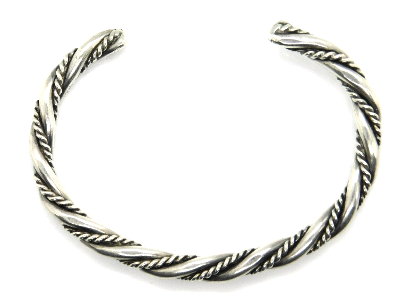 Petite Size 925 Sterling Silver 5mm Twisted Cable Cuff Bracelet