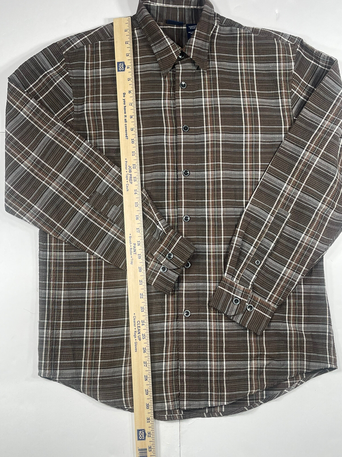 Basic Editions Plaid Long Sleeve Button Front Fla… - image 4
