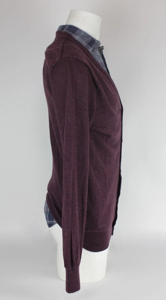 Mens Scotch & Soda Merino Wool Cardigan Size Large Burgundy Article - Image 4 of 4