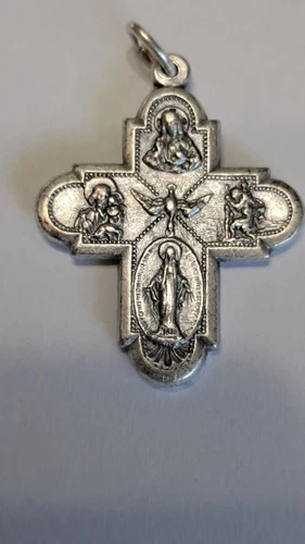 Vintage 4 Way Medal New Catholic Scapular,miraculous Medal 1" Never Used ITALY 
