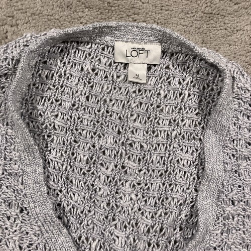 Ann Taylor LOFT Linen Blend Cardigan Women's Medium Sweater Cottagecore Crochet