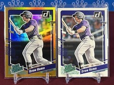 2023 Donruss Baseball Drew Romo Rated Prospect Holo Orange + Base Cards