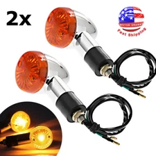 2x Amber Chrome Bullet Front Rear Turn Signal Blinker Indicator Light Motorcycle