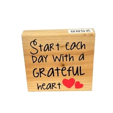 Inspirational Word of the Day Start Each Day With a Grateful Heart Wood Block