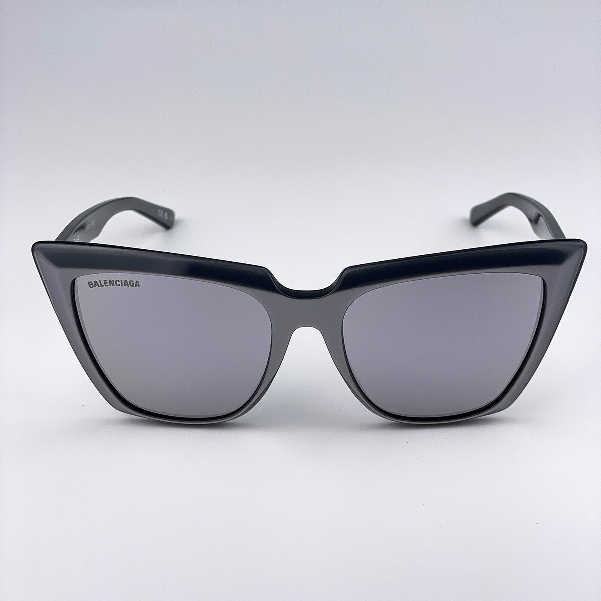 SALE! NEW Balenciaga BB0046S 006 Silver Mirrored Square Cat Eye Women Sunglasses BALENCIAGA BB0046S 006 Cat Eye Acetate Silver 55 mm Women main image 3