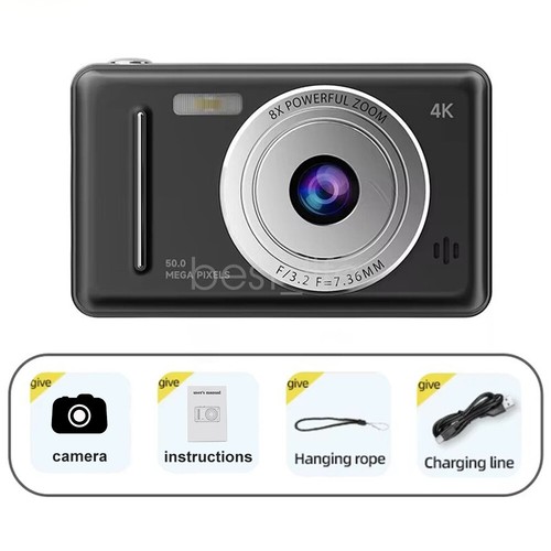 Aparat cyfrowy 4K HD 50MP 8X zoom podwójny obiektyw autofokus mini kamera kieszonkowa - Zdjęcie 22 z 26