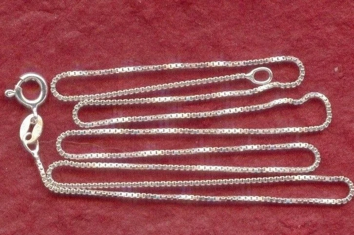 Sterling Silver Box Chain solid 925 1mm 14 18 20 24 inch 36 45 50 60 cm genuine