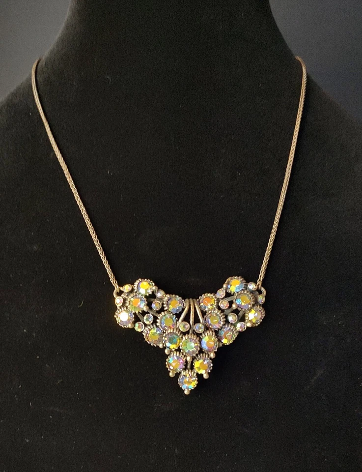 Collar Coldwater Creek Estrás Aurora Boreal Tono Peltre Ajustable Foto 3 de 4