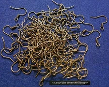 100 Bronze plated fish hook earrings wires coil design open loop fpe123