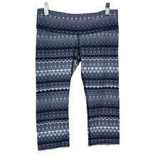 Alo Yoga Cropped Leggings Fair Isle Geometric Print Stretch Gray Size Small