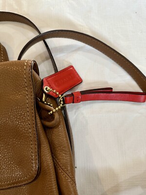 Coach F24385 Park Camel Brown Pebbled Leather Turnlock Backpack