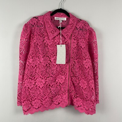 Curations x Amy Morrison Lace Moto Jacket Size 3X Hot Pink