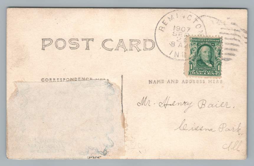 Fountain Park Lagoon REMINGTON Indiana RPPC Antique Boat House Photo